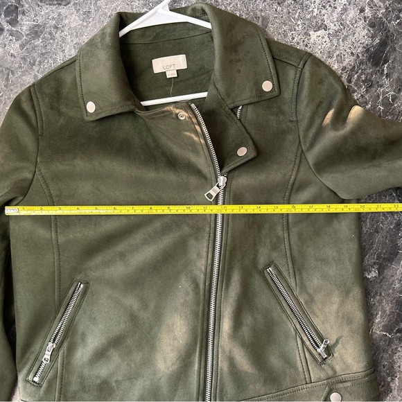 New NWT Loft Moto Jacket Green khaki Medium M - Picture 7 of 7